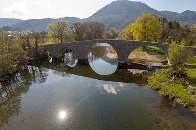 pont Quézac soleil couchant