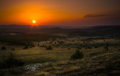 coucher de soleil sur la devèze